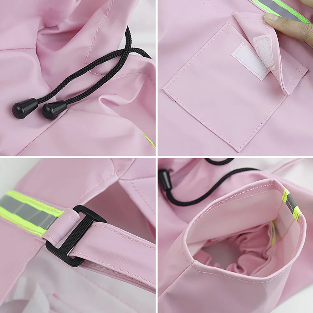 Hooded Reflective Dog Raincoat for Medium and Large Dogs - detail