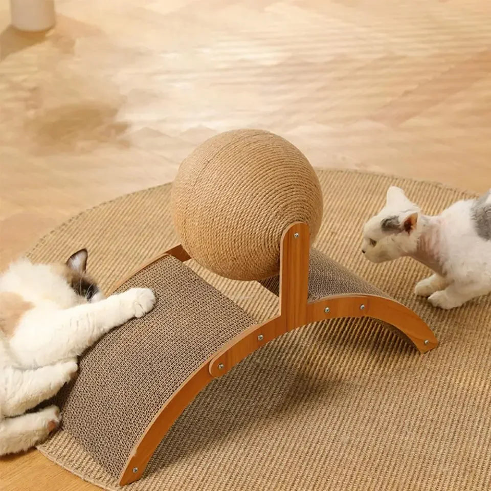 2-in-1 Wooden Cat Scratching Ball and Sisal Board - view 11