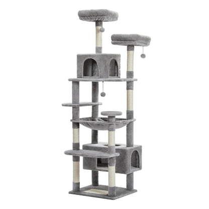 Large Multi-Level Plush Cat Tree with Condos - AMT0204GY