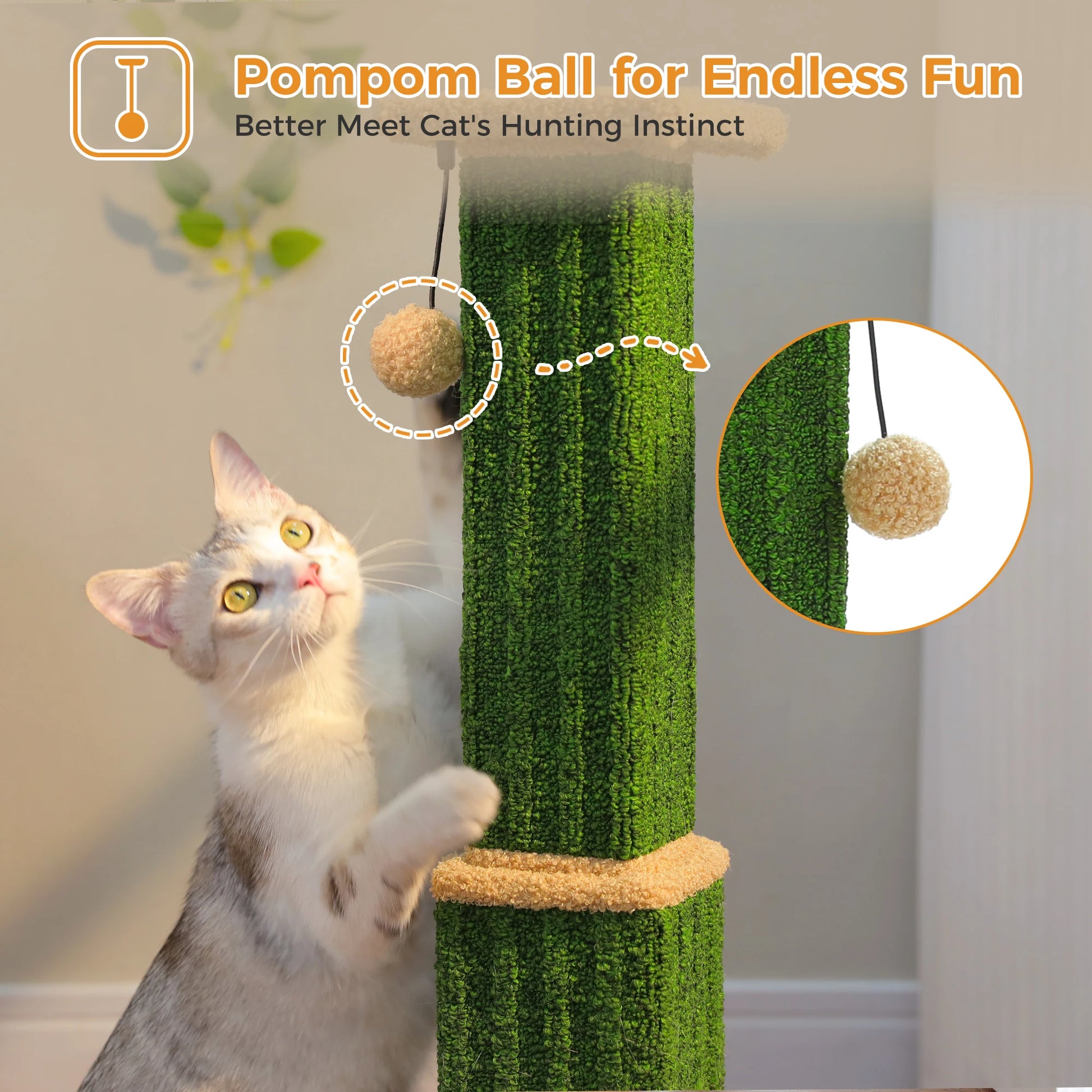 Large Sisal Cat Scratching Post with Dangling Ball - view 14