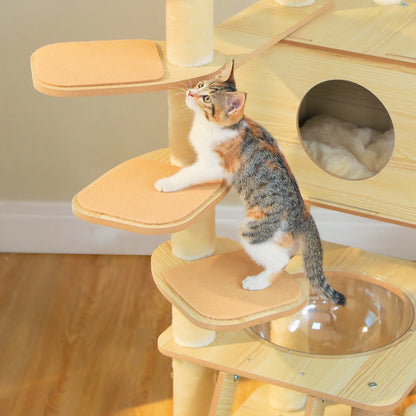 Multi-Level Wood Cat Tree with Hammock and Toys - view 17