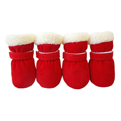 Plush Warm Anti-Slip Dog Boots and Socks (4 Pack) - S / R