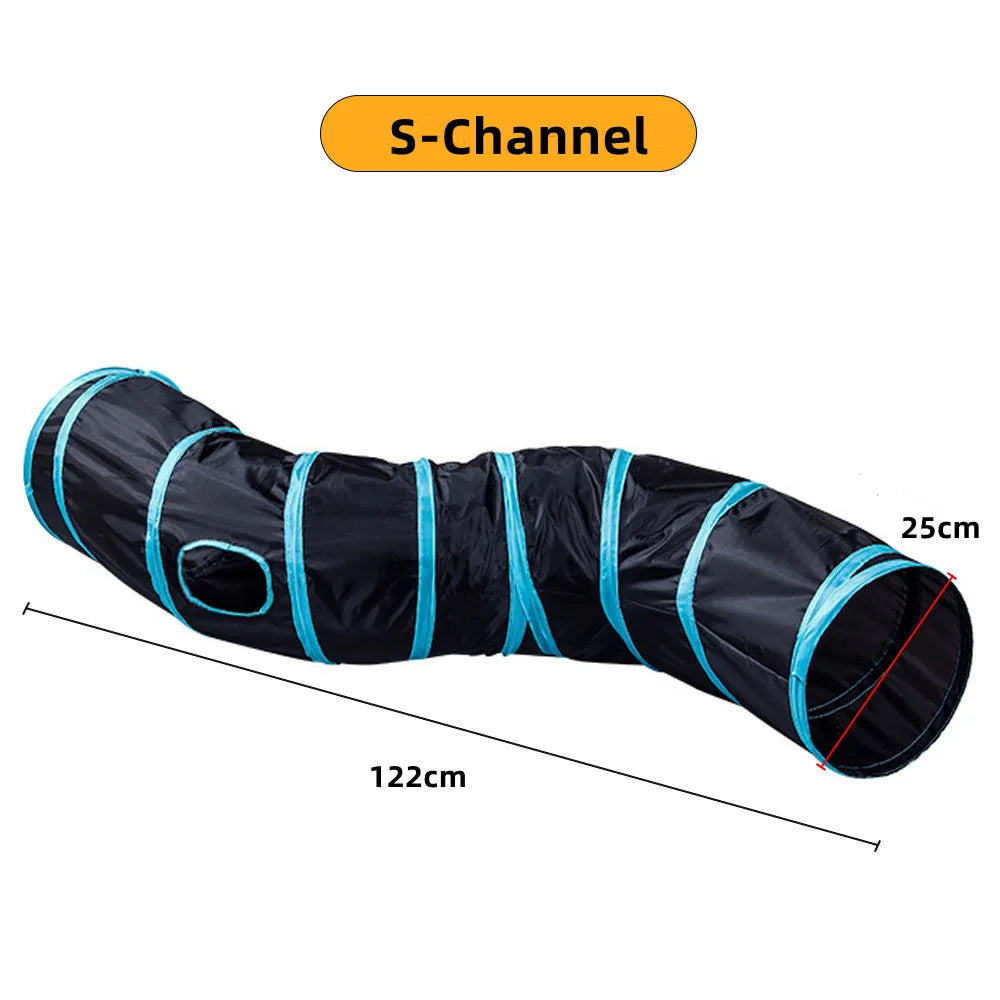 Foldable Cat Tunnel with Crinkle Paper for Indoor Play - S tunnels