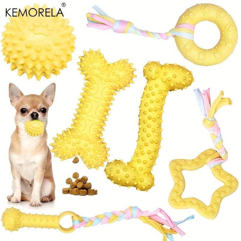 6-Piece Dog Chew Toy Set for Small and Medium Dogs - Yellow