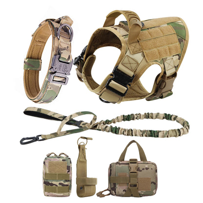 Large Dog Harness and Leash Set with Collar - M / Camouflage 6 Pieces