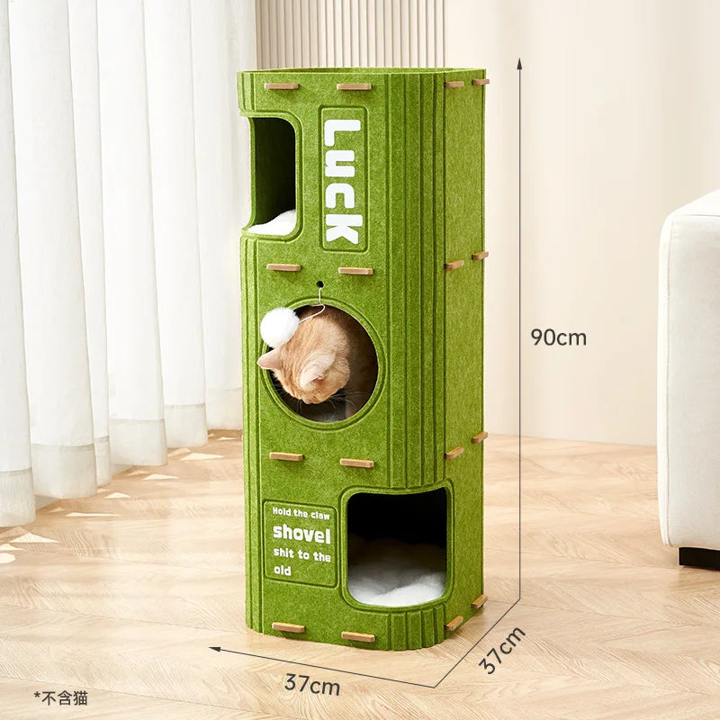 3-Tier Felt Cat Cave Bed for Multi-Cat Homes - lifestyle