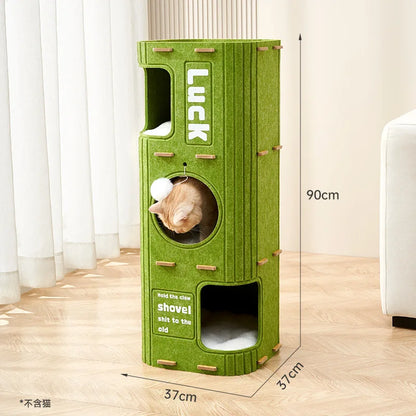 3-Tier Felt Cat Cave Bed for Multi-Cat Homes - lifestyle