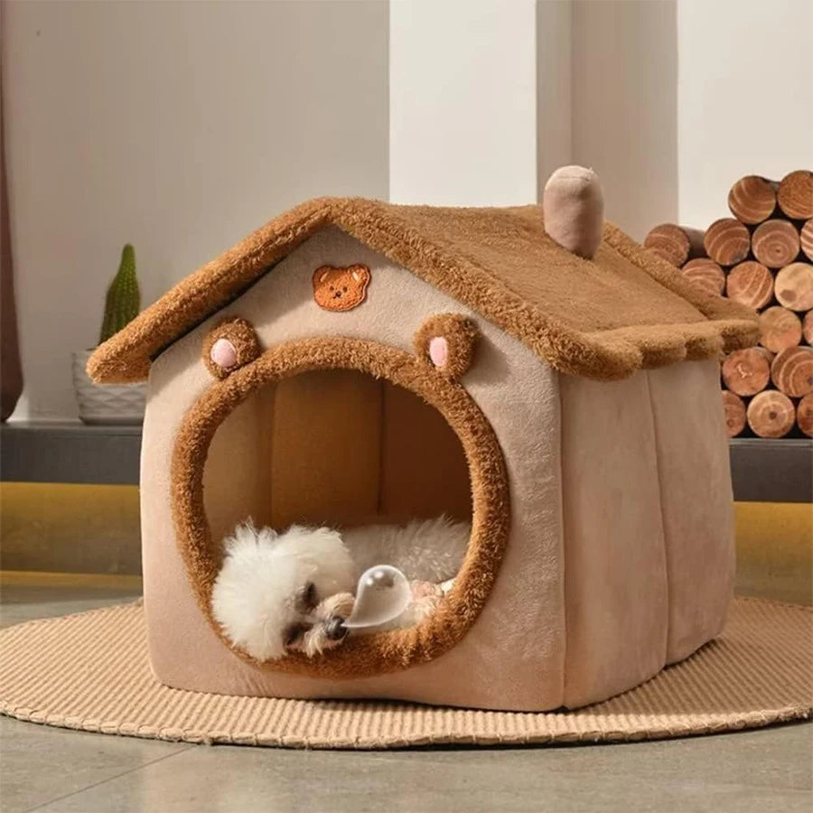 Foldable Washable Pet House Bed for Cats and Small Dogs - close-up