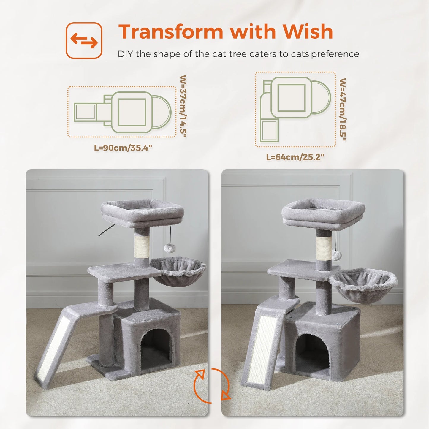 Cat Activity Tree with Hammock and Removable Perch - view 32