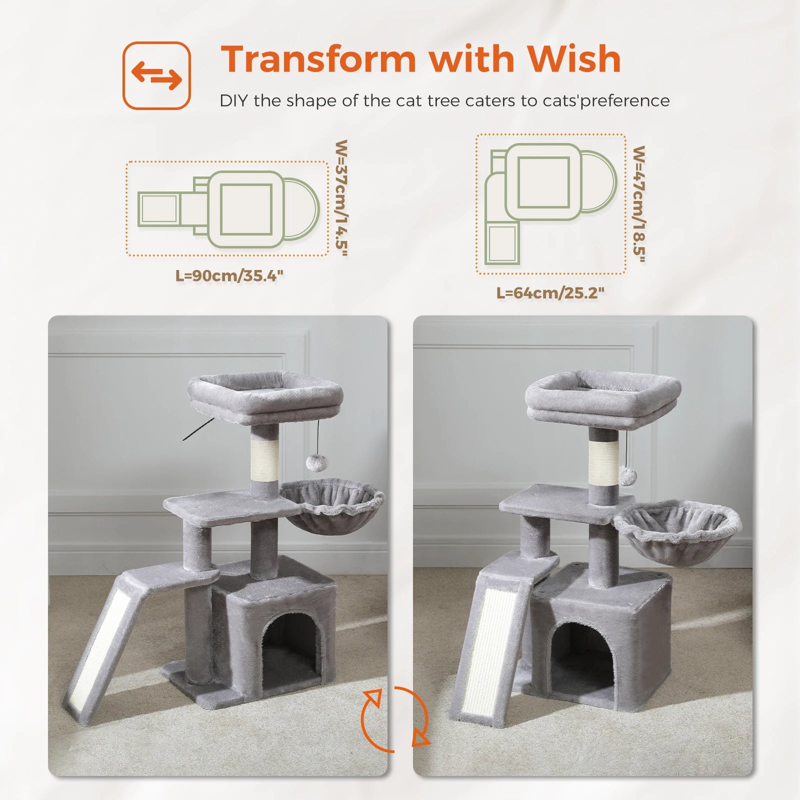 Cat Activity Tree with Hammock and Removable Perch - view 32