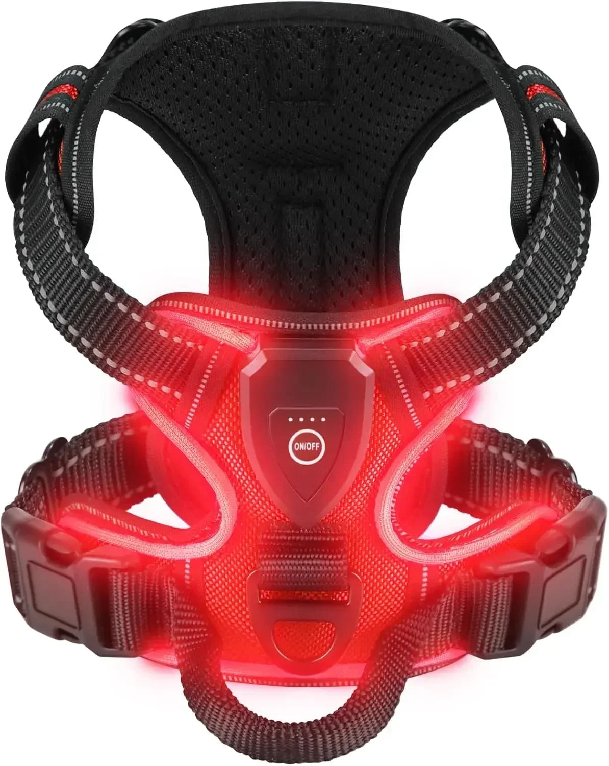 Rechargeable LED No-Pull Dog Harness - L / Red