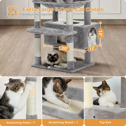 Large Multi-Level Plush Cat Tree with Condos - view 33