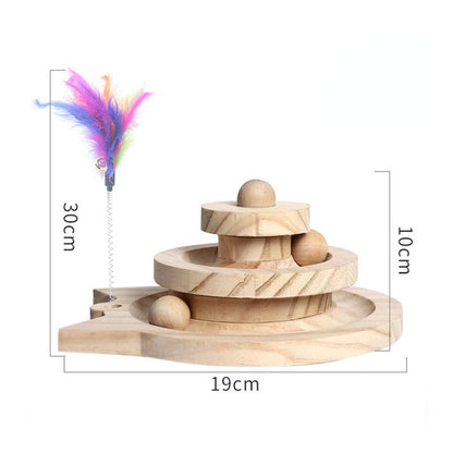 Wooden Cat Toy Tower with Ball Tracks (2 or 3 Levels) - feature view