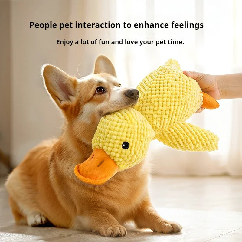 Plush Squeaky Duck Dog Companion Toy - detail