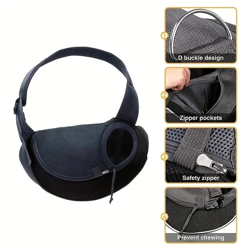 Pet seat cover with D-buckle design, zipper pockets, and safety zipper features.