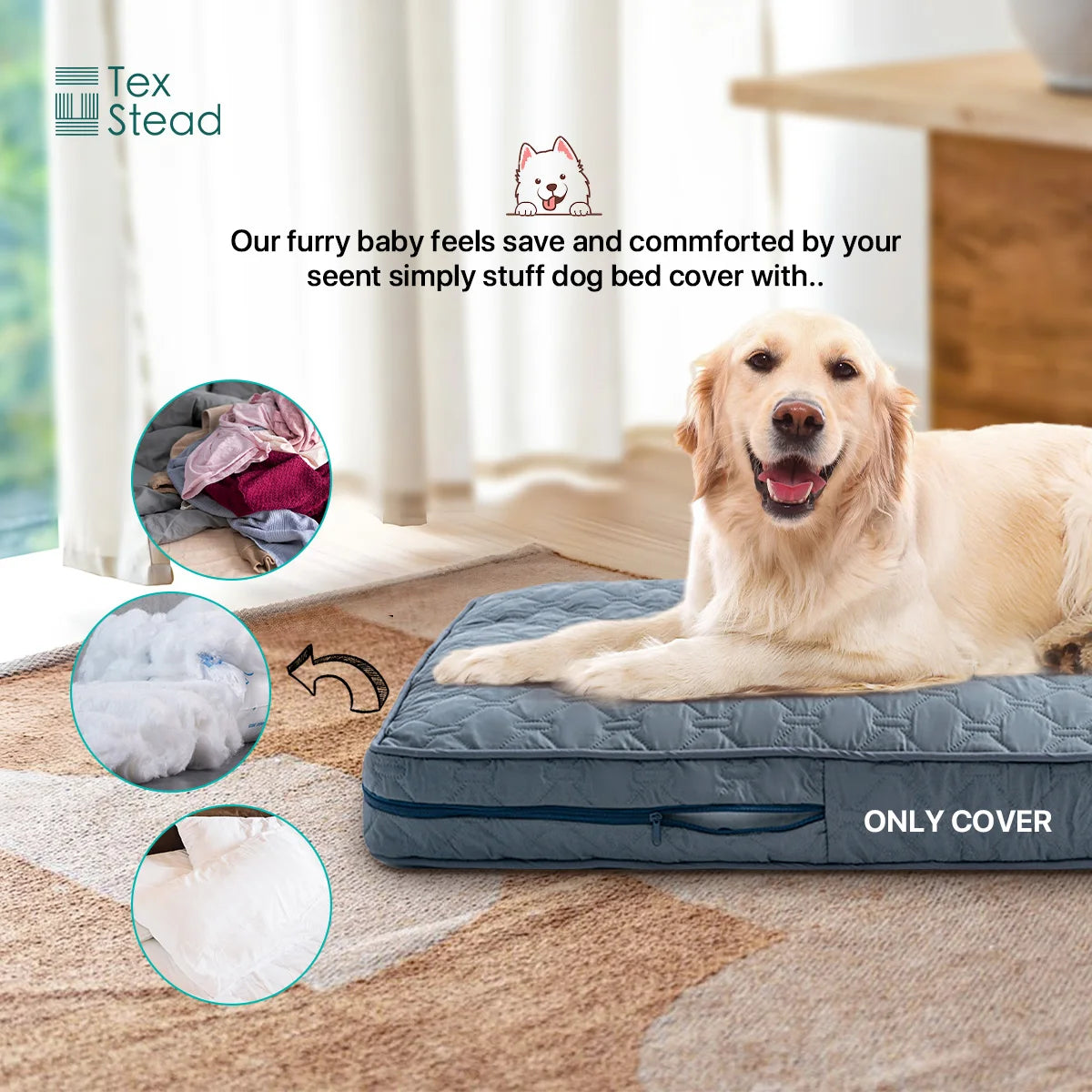 Orthopedic Dog Bed Cover for Large Dogs (Washable) - view 12