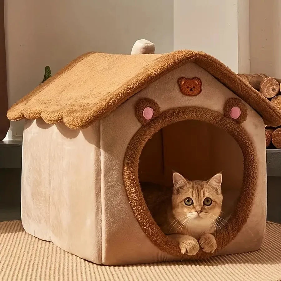 Foldable Washable Pet House Bed for Cats and Small Dogs - detail