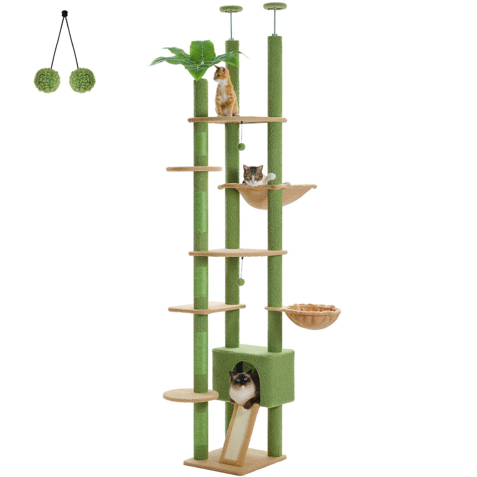 Height Adjustable Floor-to-Ceiling Cat Tree with Hammock - view 22