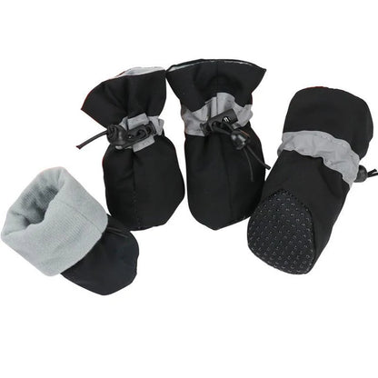 Waterproof Anti-Slip Winter Dog Boots with Socks (4 Pack) - 3 / black