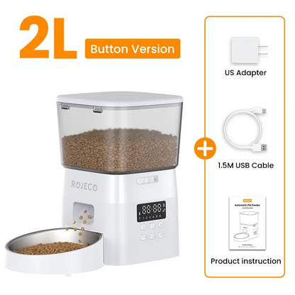 Automatic Pet Food Dispenser for Cats and Dogs - White With US Plug / 2L