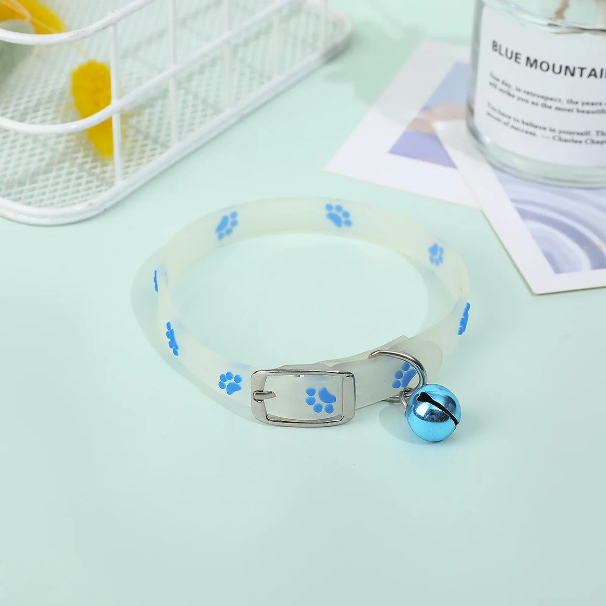 Luminous Glow-in-the-Dark Cat Collar with Bell - Blue