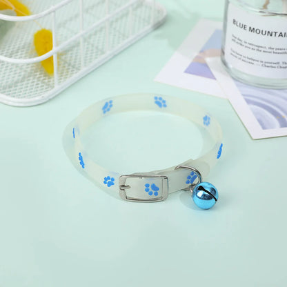 Luminous Glow-in-the-Dark Cat Collar with Bell - Blue
