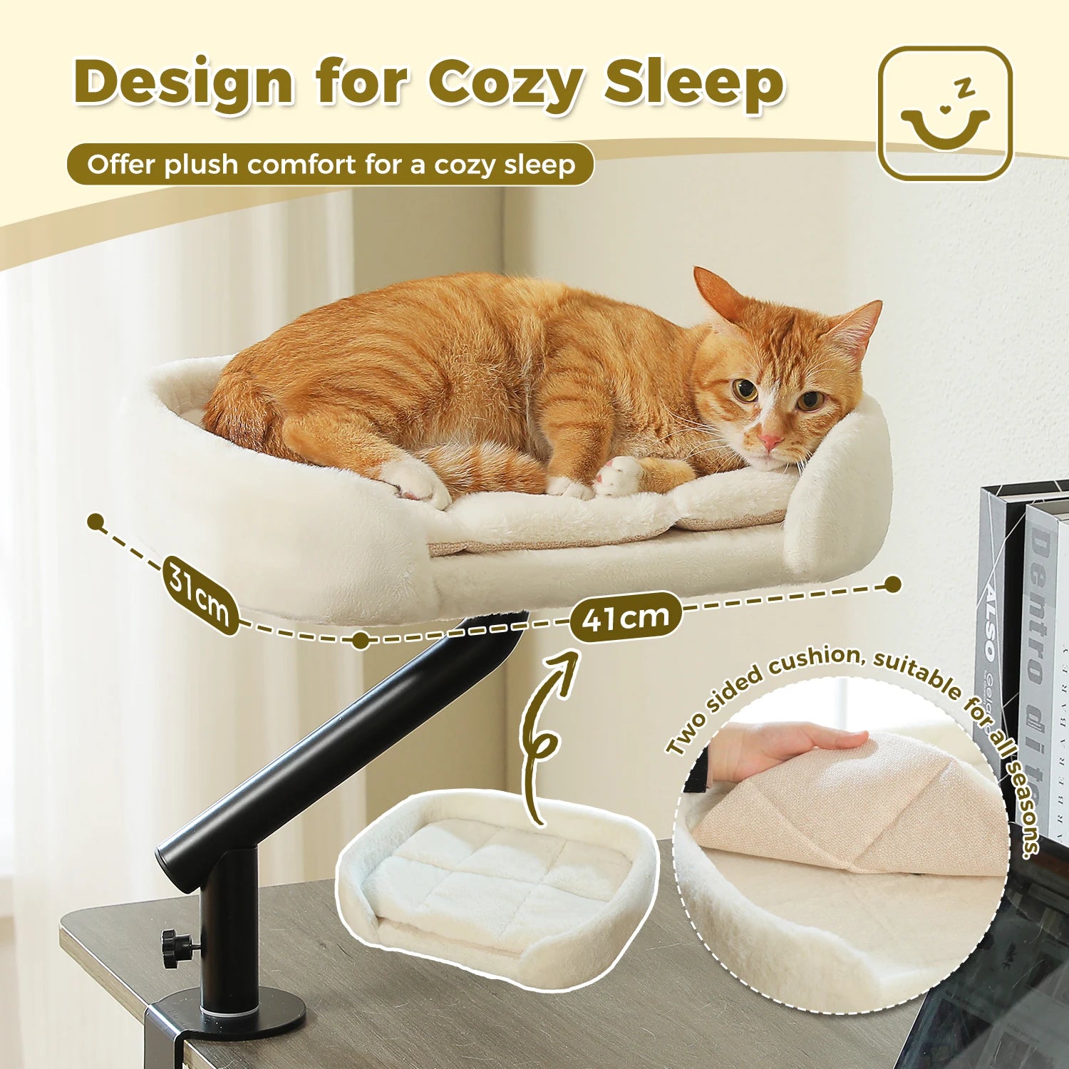 360 Degree Rotatable Cat Desk Bed with Adjustable Stand - side view