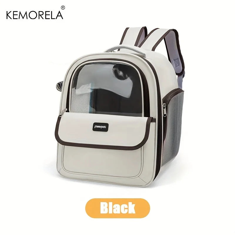 Breathable Mesh Pet Carrier Backpack for Dogs and Cats - Black