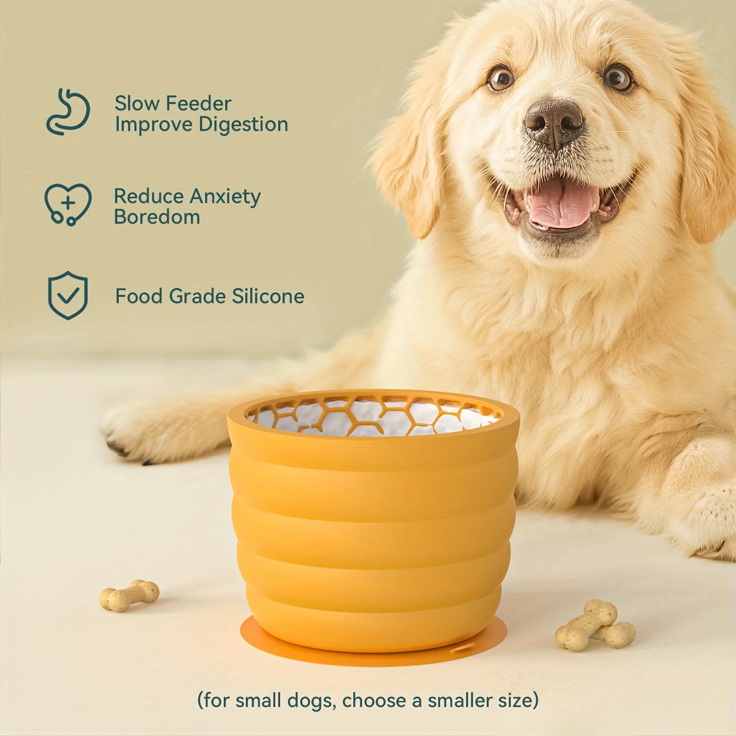 Silicone Slow Feeder Dog Bowl for Small and Medium Breeds - in use