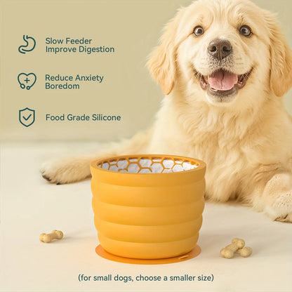 Silicone Slow Feeder Dog Bowl for Small and Medium Breeds - in use