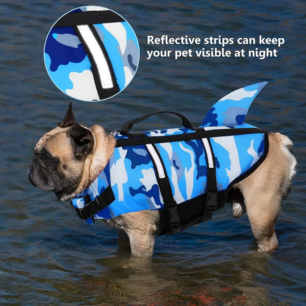 Dog Life Jacket with Harness for Swimming and Water Safety - close-up