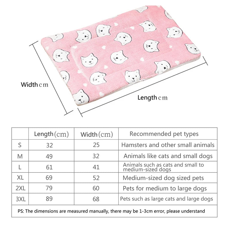 Soft Flannel Pet Sleeping Mat for Cats and Small Dogs - from above
