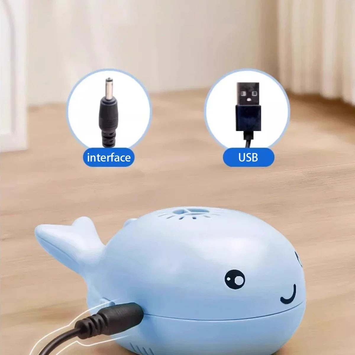 Interactive Whale Jet Ball Cat Toy with USB Fan - detail
