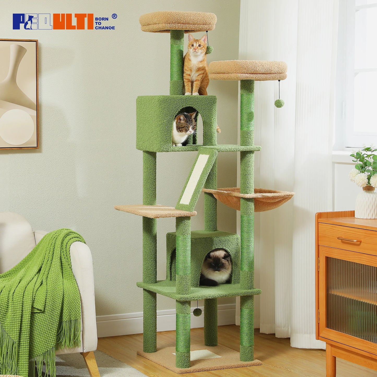 Large Multi-Level Plush Cat Tree with Condos - view 13