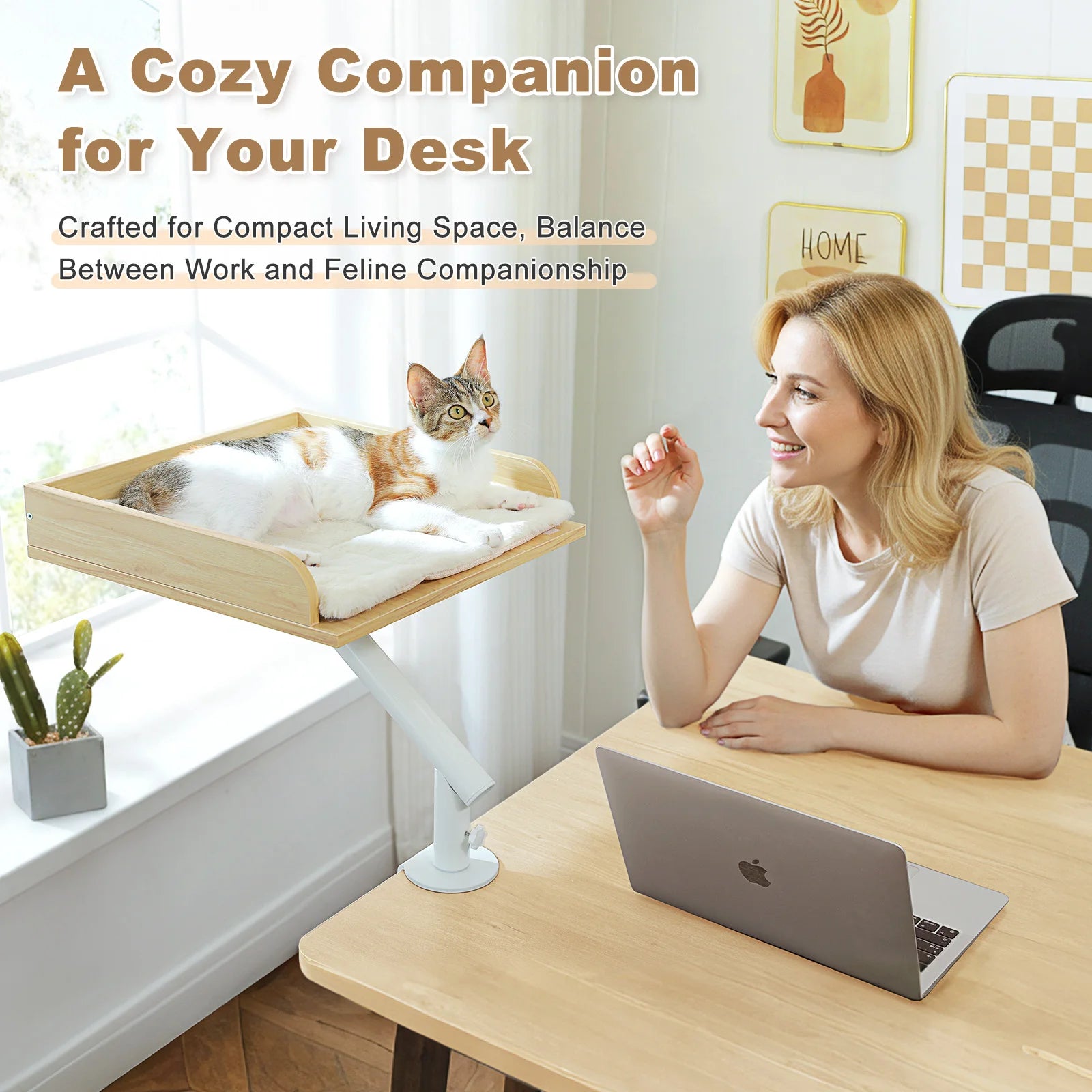 360 Degree Rotatable Cat Desk Bed with Adjustable Stand - lifestyle