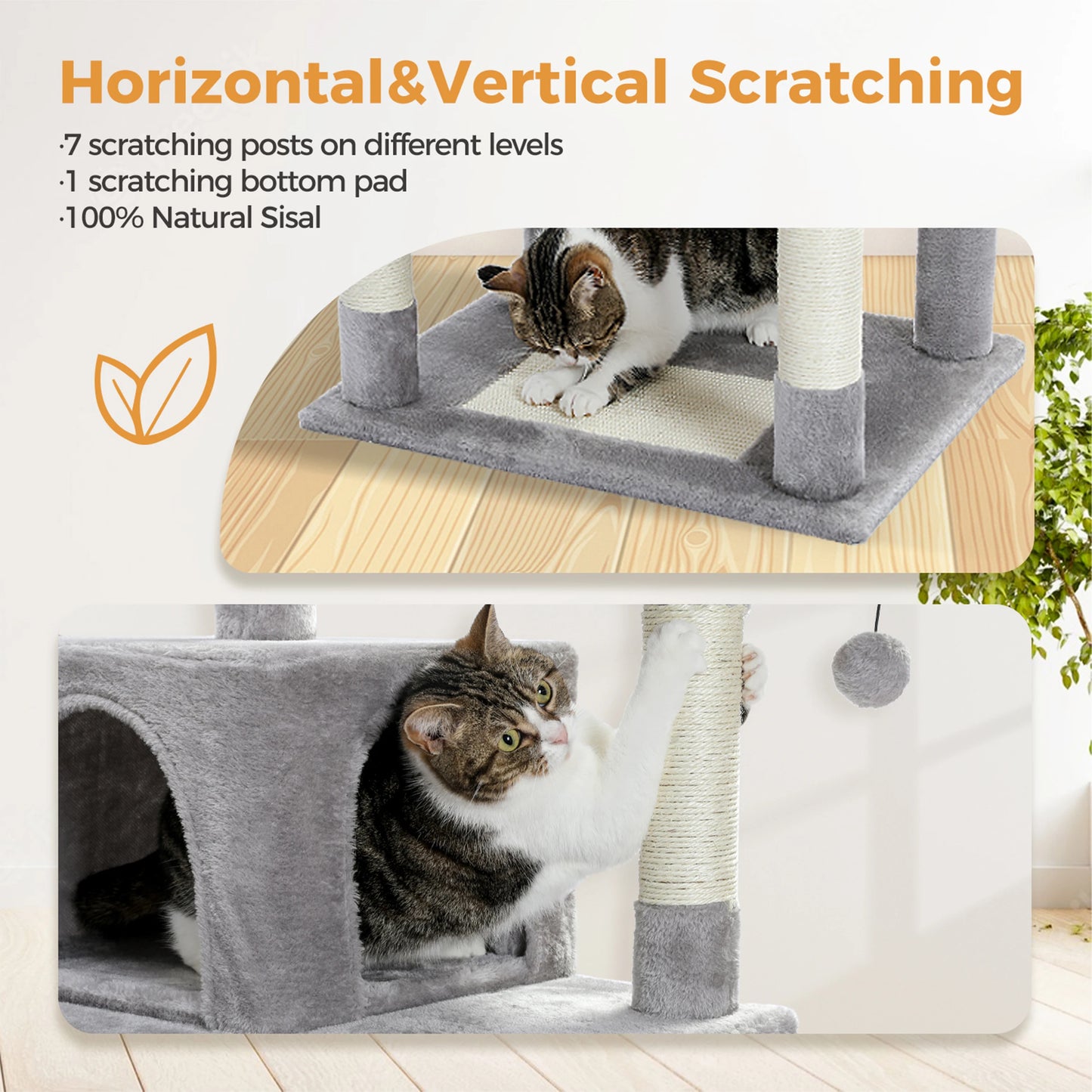 Large Multi-Level Plush Cat Tree with Condos - view 34