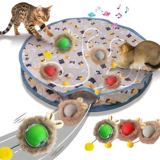 Interactive Motion Cat Toy Ball with Hide and Seek Pouch