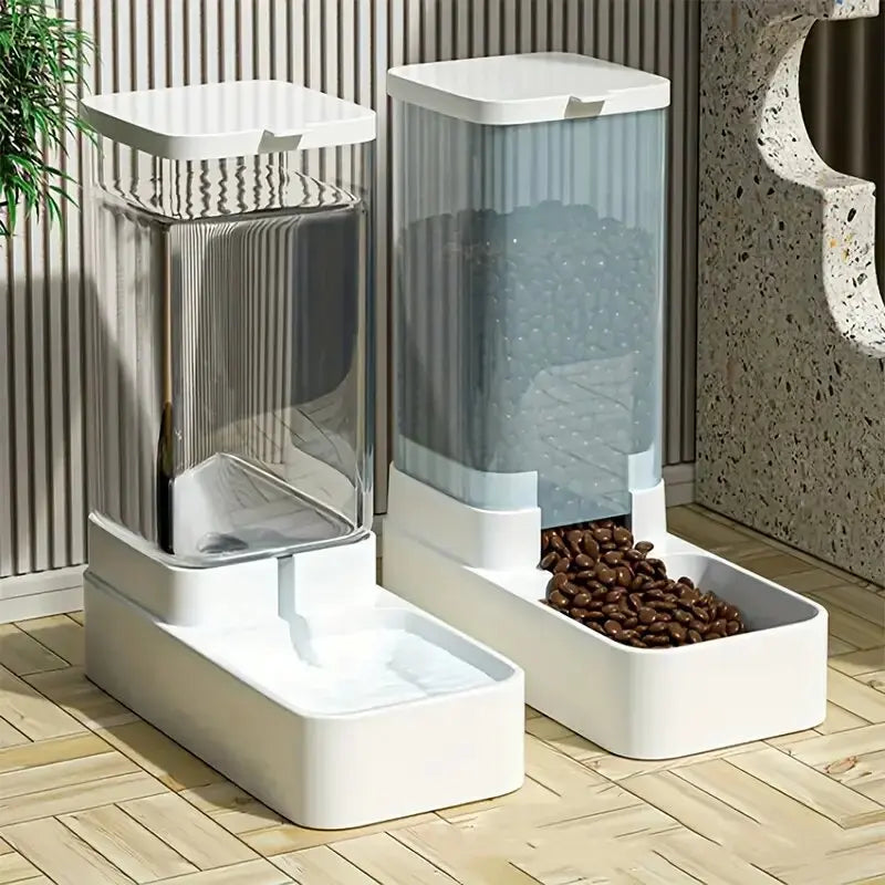 Gravity Feed Pet Food and Water Dispenser Set - Set 3.8L x2.1kg