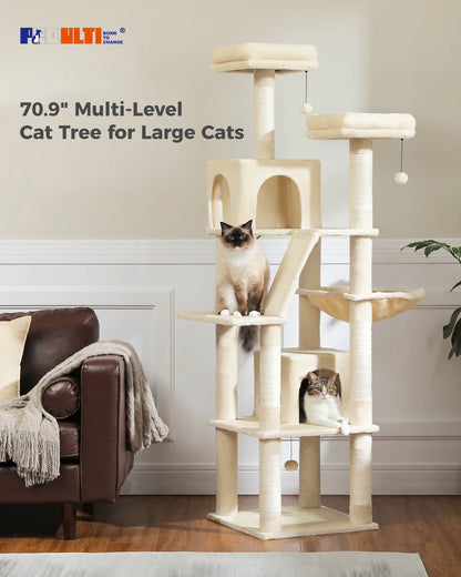 Large Multi-Level Plush Cat Tree with Condos - size reference