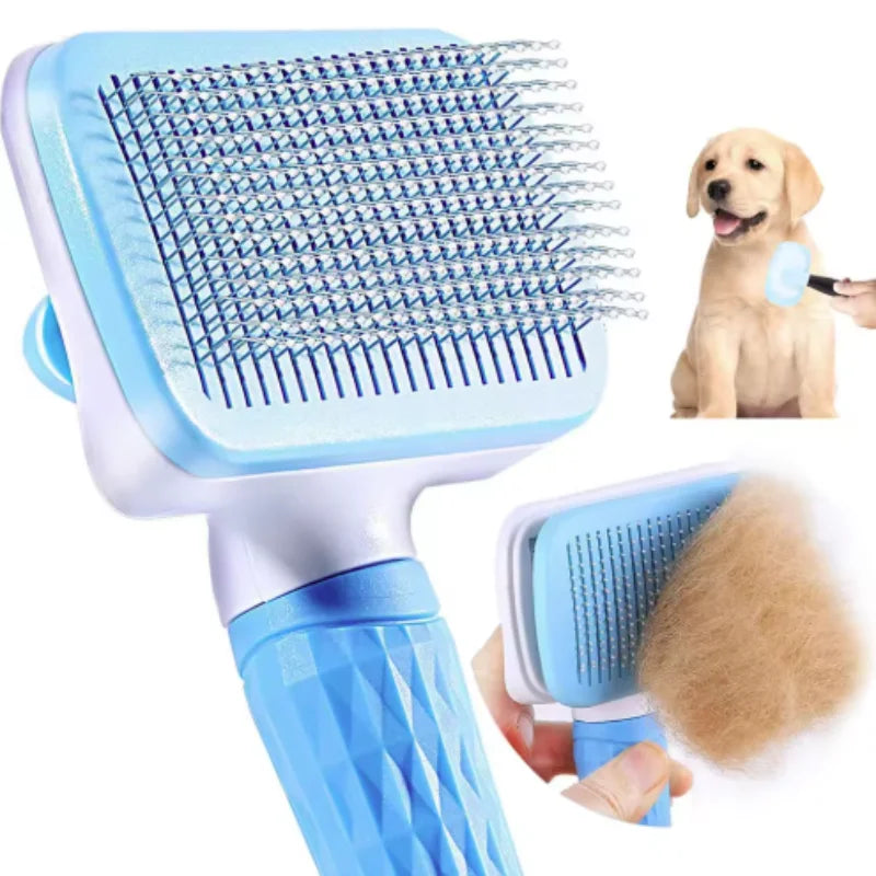 Self-Cleaning Needle Pet Comb for Cats and Dogs - in use