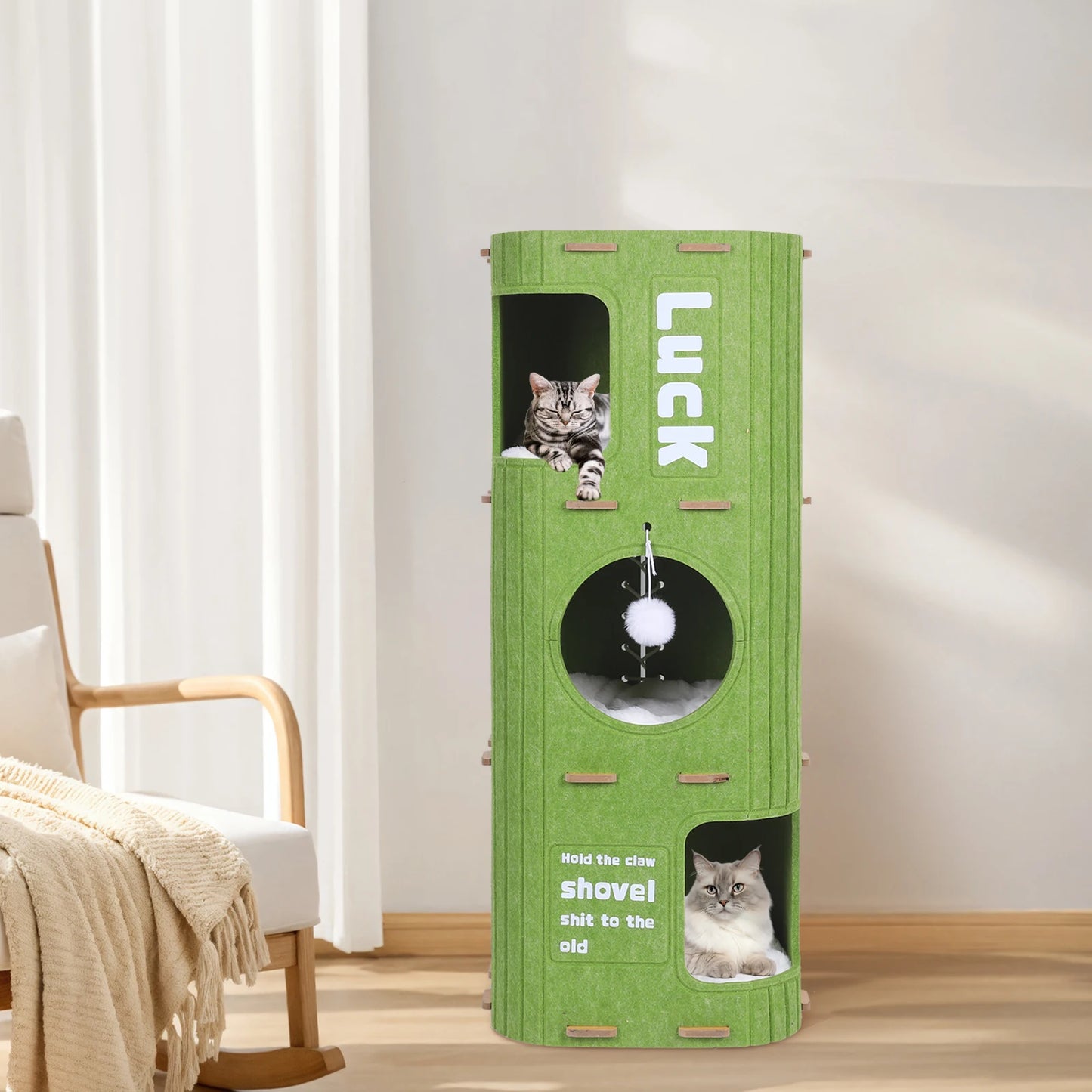 3-Tier Felt Cat Cave Bed for Multi-Cat Homes - view 12