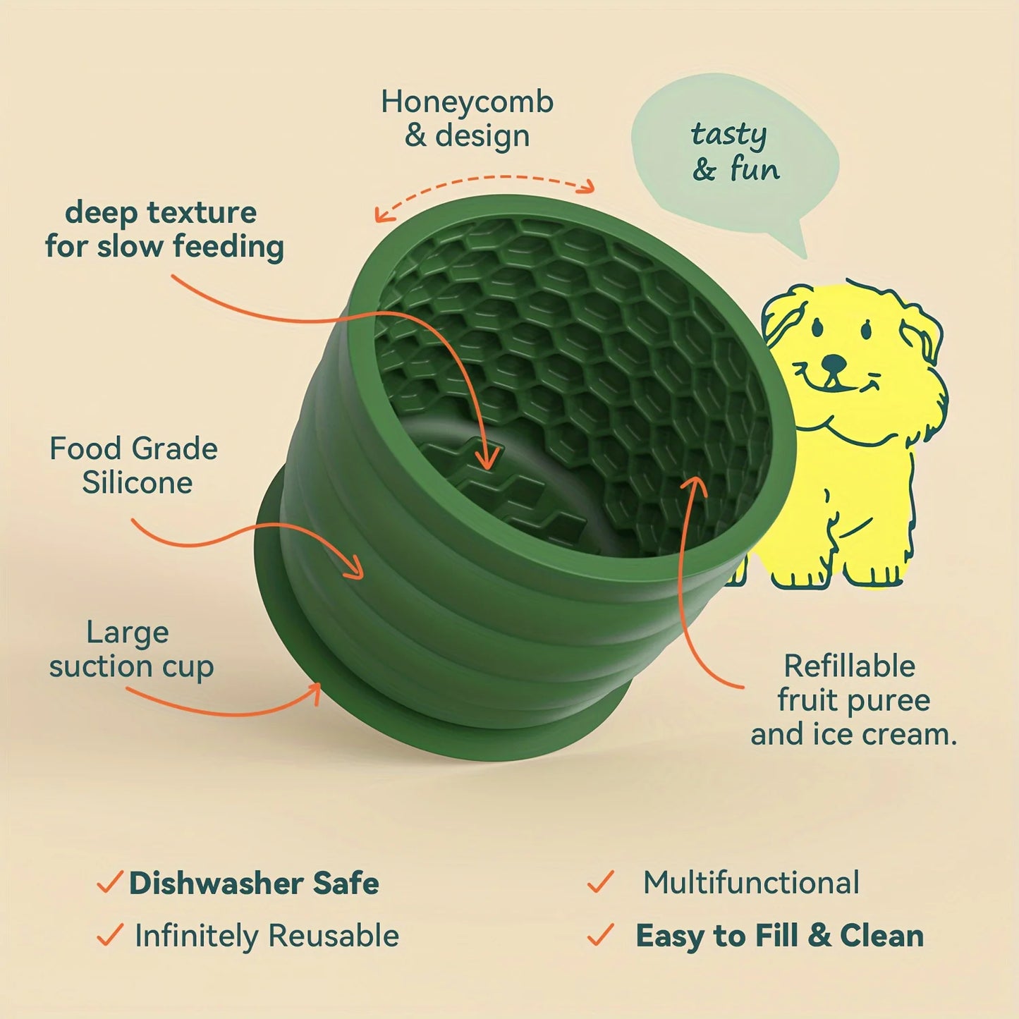 Silicone Slow Feeder Dog Bowl for Small and Medium Breeds - feature view