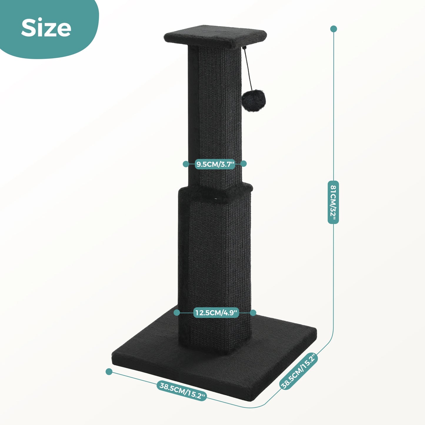 Large Sisal Cat Scratching Post with Dangling Ball - L / AMT0316BK