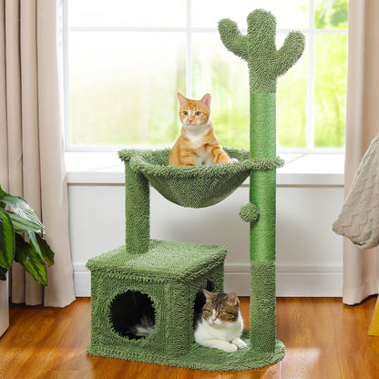 Cactus Cat Tree with Condo, Hammock and Toys - from above