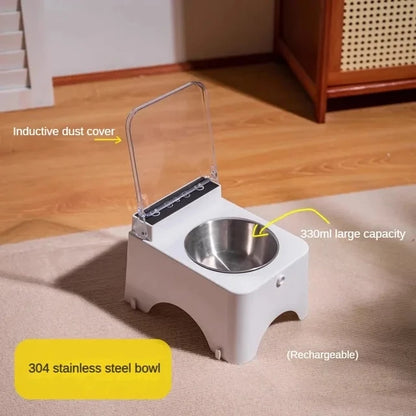Smart Cat Food Bowl with Infrared Sensor Auto-Open Lid - Stainless steel bowl