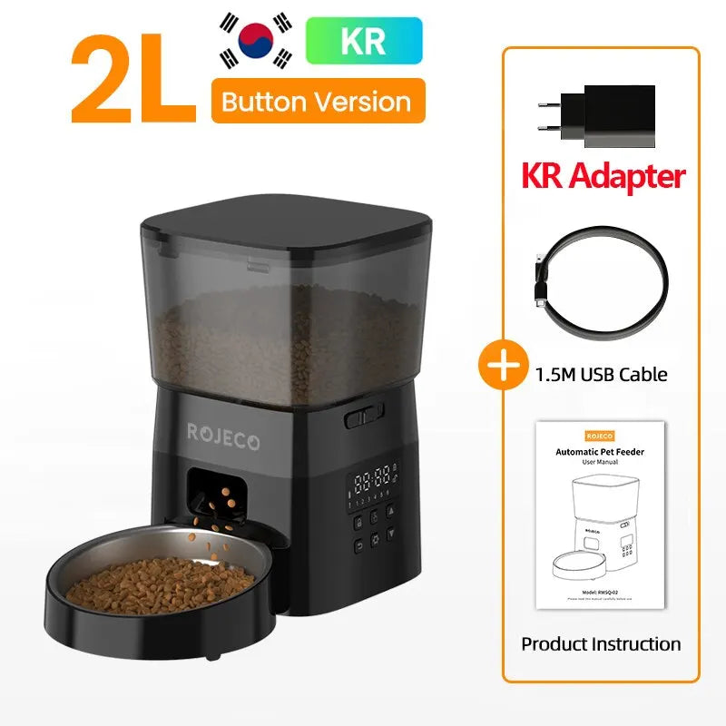 Automatic Pet Food Dispenser for Cats and Dogs - With KR Plug / 2L