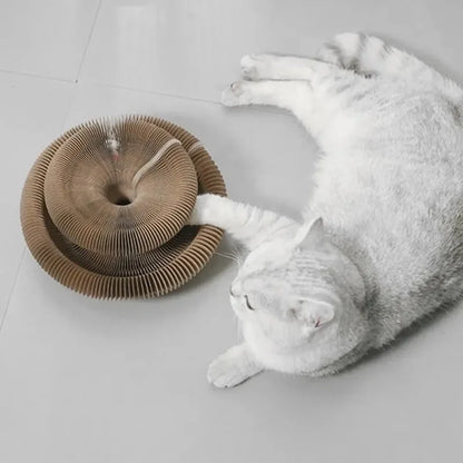 Durable Accordion Cat Scratching Board with Ball - detail