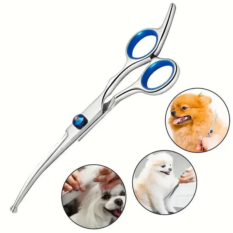 Round-Tip Pet Grooming Scissors (Ambidextrous) - size reference