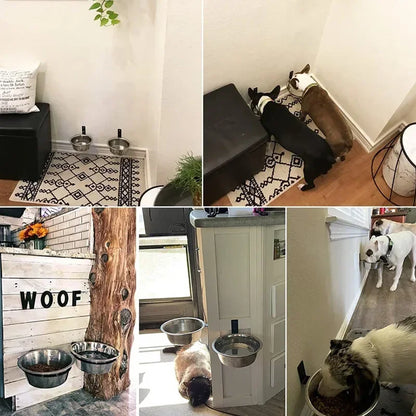 Wall-Mounted Elevated Pet Bowl with Stainless Steel Insert - detail