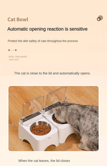 Smart Cat Food Bowl with Infrared Sensor Auto-Open Lid - size reference